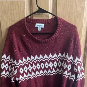 Red and White Sweater - L